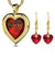 Gold Plated Silver Heart Jewelry Set I Love You Necklace in 120 Languages and Crystal Earrings - Evallys.com # #