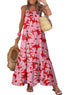 Dokotoo Women Summer Dresses 2024 Spaghetti Strap Scoop Neck Smocked Ruffle Flowy Boho Maxi Dress Small Rose - Evallys.com