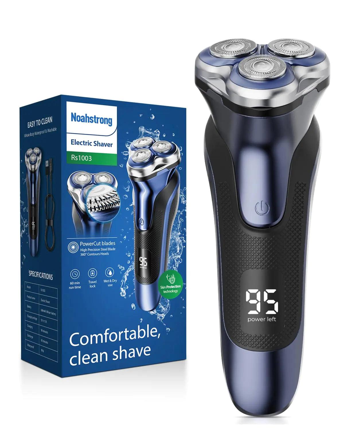 Electric Razor for Men, Noahstrong Electric Shaver for Men, Wet Dry Shaver with Pop up Trimmer, Rechargeable Razor for Men Face Blue - Evallys.com # #