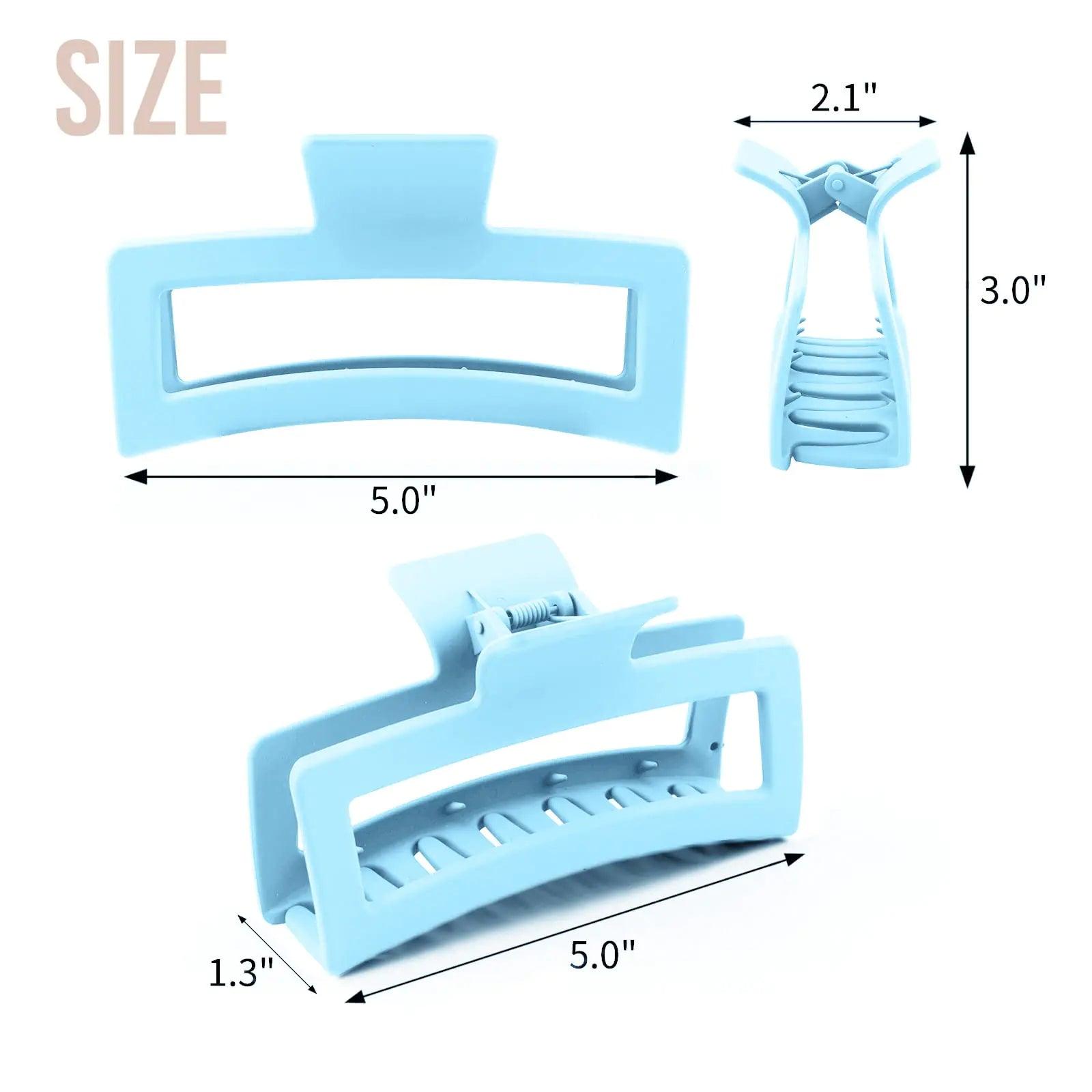 5 Inche Blue Extra Large Claw Clips for Thick Hair and Long Hair, 4 Pack Xl Jumbo Claw clips, Oversized Matte Non-slip Rectangle Hair Clips for Women, Big Strong Hold Jaw Clip - Evallys.com # #