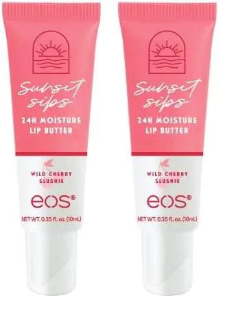 eos Sunset Sips Lip Butter Tube- Wild Cherry Slushie, 24-Hour Moisture, Overnight Lip Mask, Lip Care Products, 0.35 fl oz (Pack of 2) 0.35 Fl Oz (Pack of 2) - Evallys.com # #