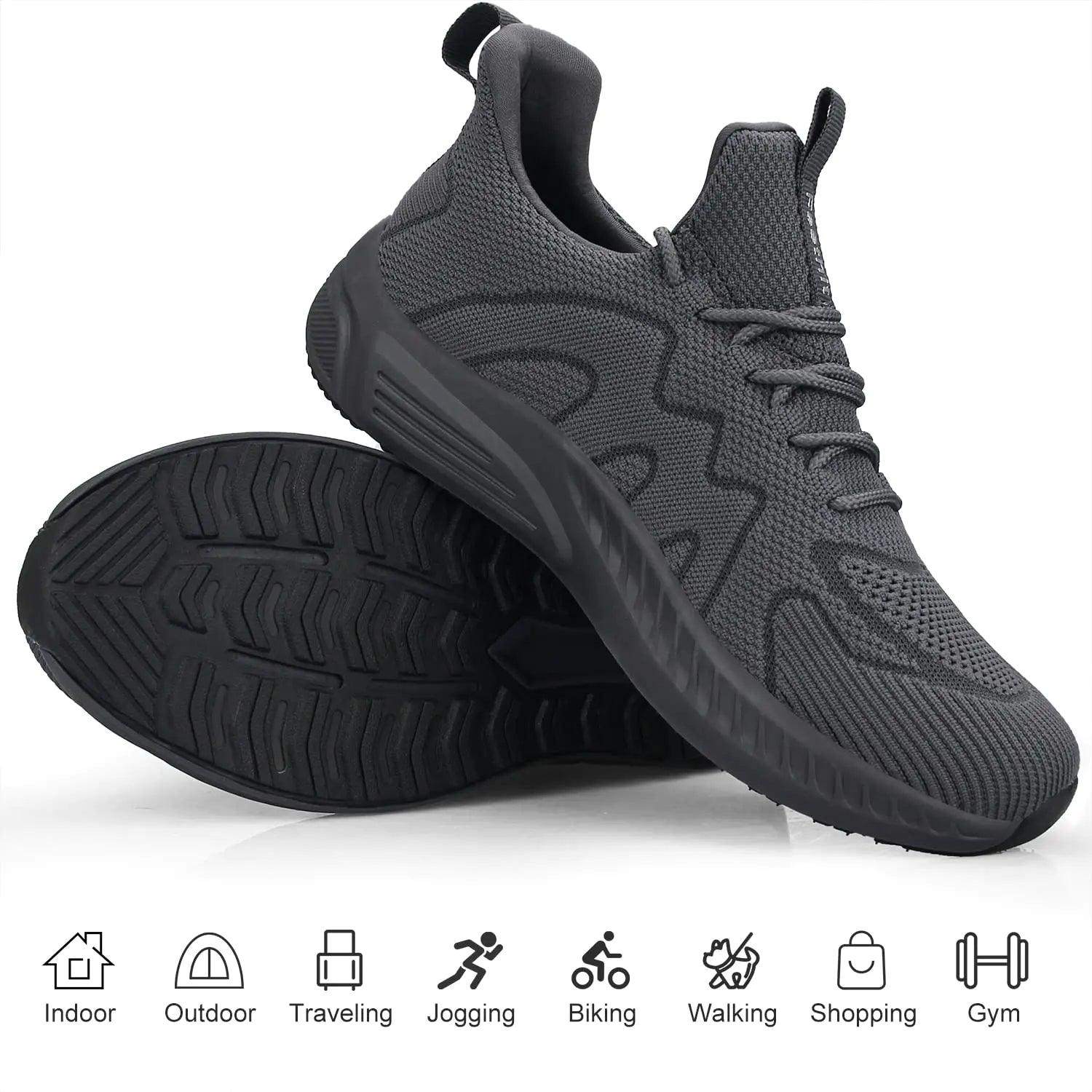 Feethit Mens Non Slip Walking Sneakers Lightweight Breathable Slip on Running Shoes Athletic Gym Tennis Shoes for Men 12 Dark Gray - Evallys.com # #