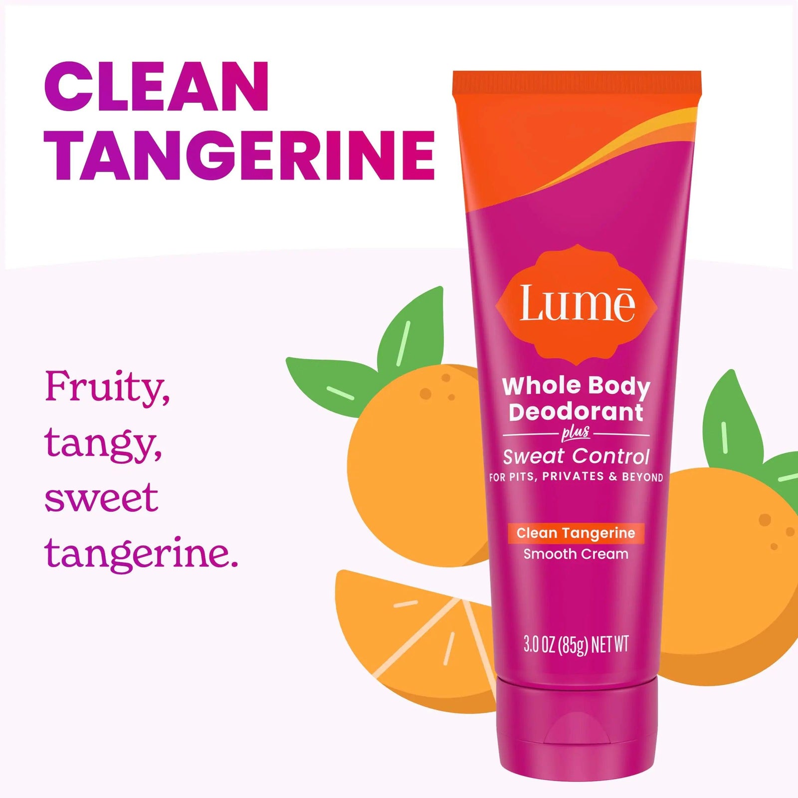 Lume Whole Body Deodorant Plus Sweat Control - Smooth Cream Tube - 72 Hour Odor And Sweat Control - Baking Soda Free, Skin Loving - 3.0 ounce (Pack of 2) (Clean Tangerine) Clean Tangerine - Evallys.com # #