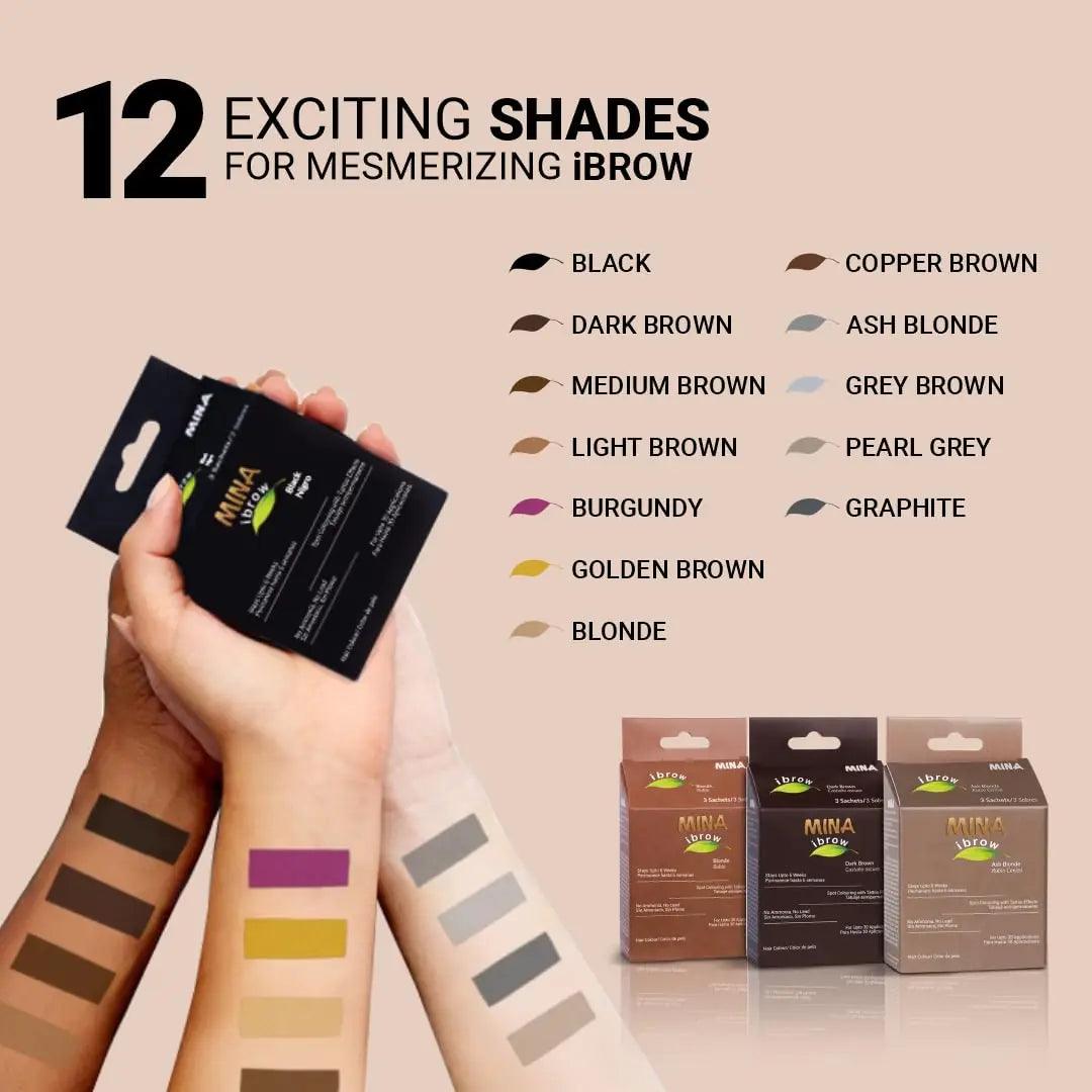 MinaiBrow Tint Kit Dark Brown | Natural Spot Coloring Brow Powder with Oil & Brush | Water & Smudge Proof, Long-Lasting, Instant Brow Dye Kit, 100% Gray Converge, Vegan and Cruelty-Free Dark Brown + Oil + Brush - Evallys.com # #