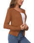 Newshows Women's 2024 Lightweight Button Down Long Sleeve Casual Crew Neck Soft Knit Fall Cardigan Sweater Tops Camels XX-Large - Evallys.com # #