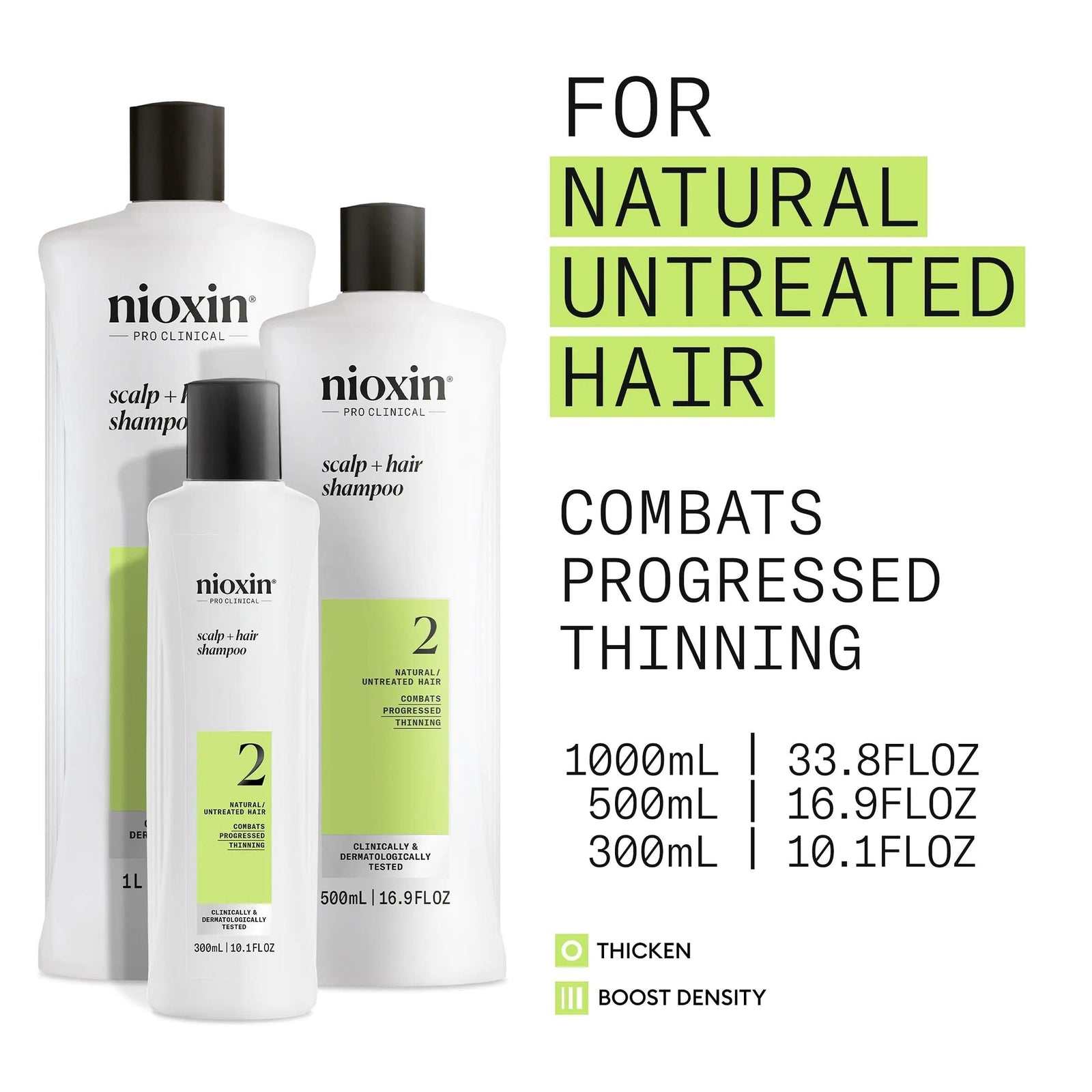 Nioxin Scalp + Hair Thickening System 2 Shampoo, For Natural Hair with Progressed Thinning, 33.8 fl oz (Packaging May Vary) - Evallys.com # #