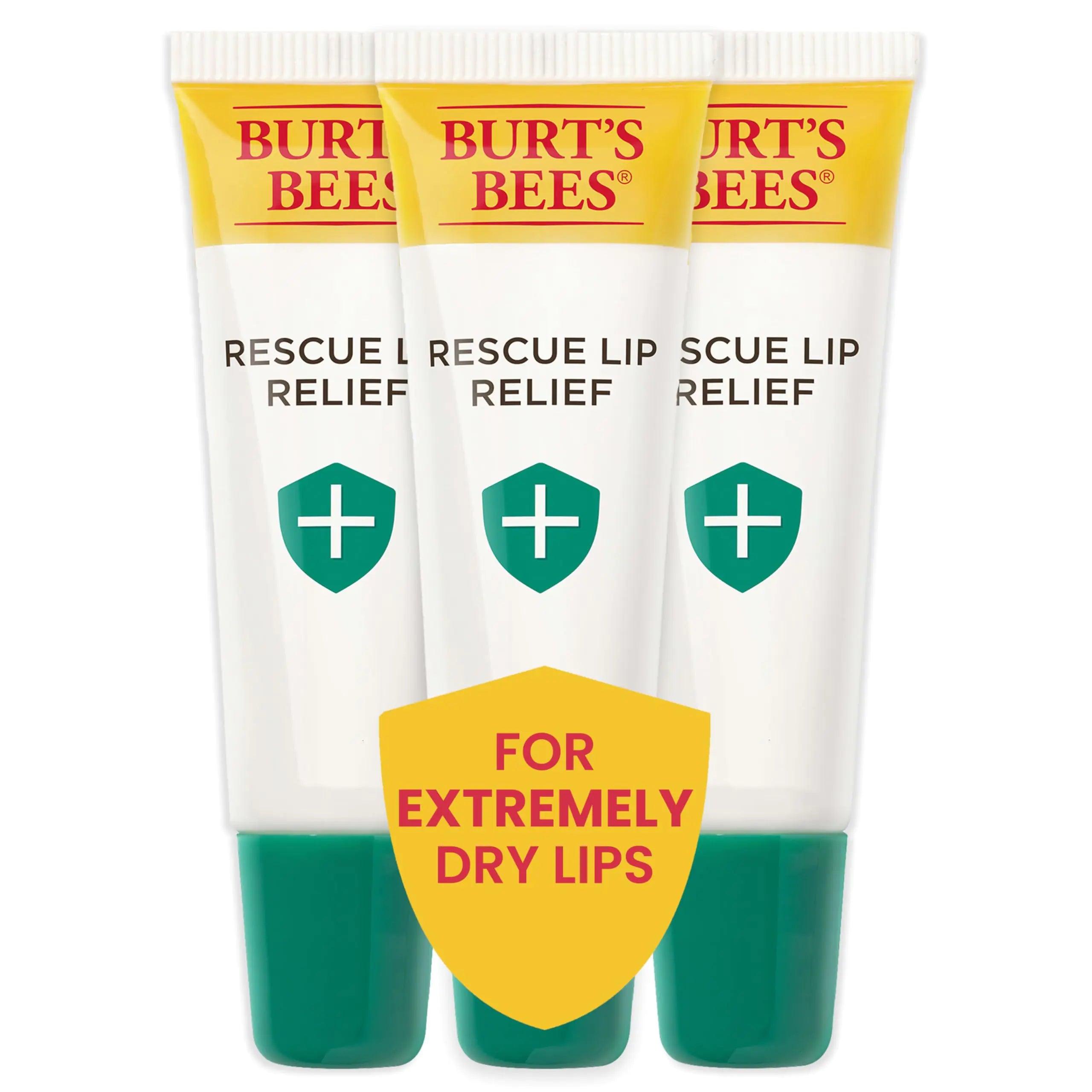 Burt's Bees Rescue Lip Relief Lip Balm, With Shea Butter and Echinacea, Tint-Free, Natural Origin Lip Care, 3 Tubes, 0.35 oz. Rescue Relief 0.35 Ounce (Pack of 3) - Evallys.com # #