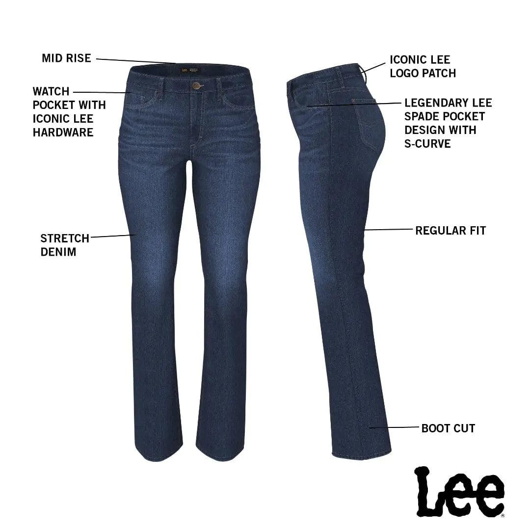 Lee Women's Legendary Mid Rise Bootcut Jean 2 Long Black - Evallys.com # #