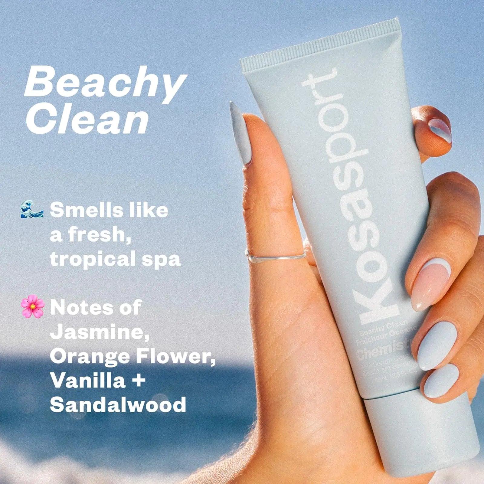 Kosas Chemistry Deodorant - Aluminium and Baking Soda Free + BO-Fighting AHA Serum that Exfoliates, Softens, and Nourishes the Skin, (Beachy Clean) Beachy Clean - Evallys.com # #