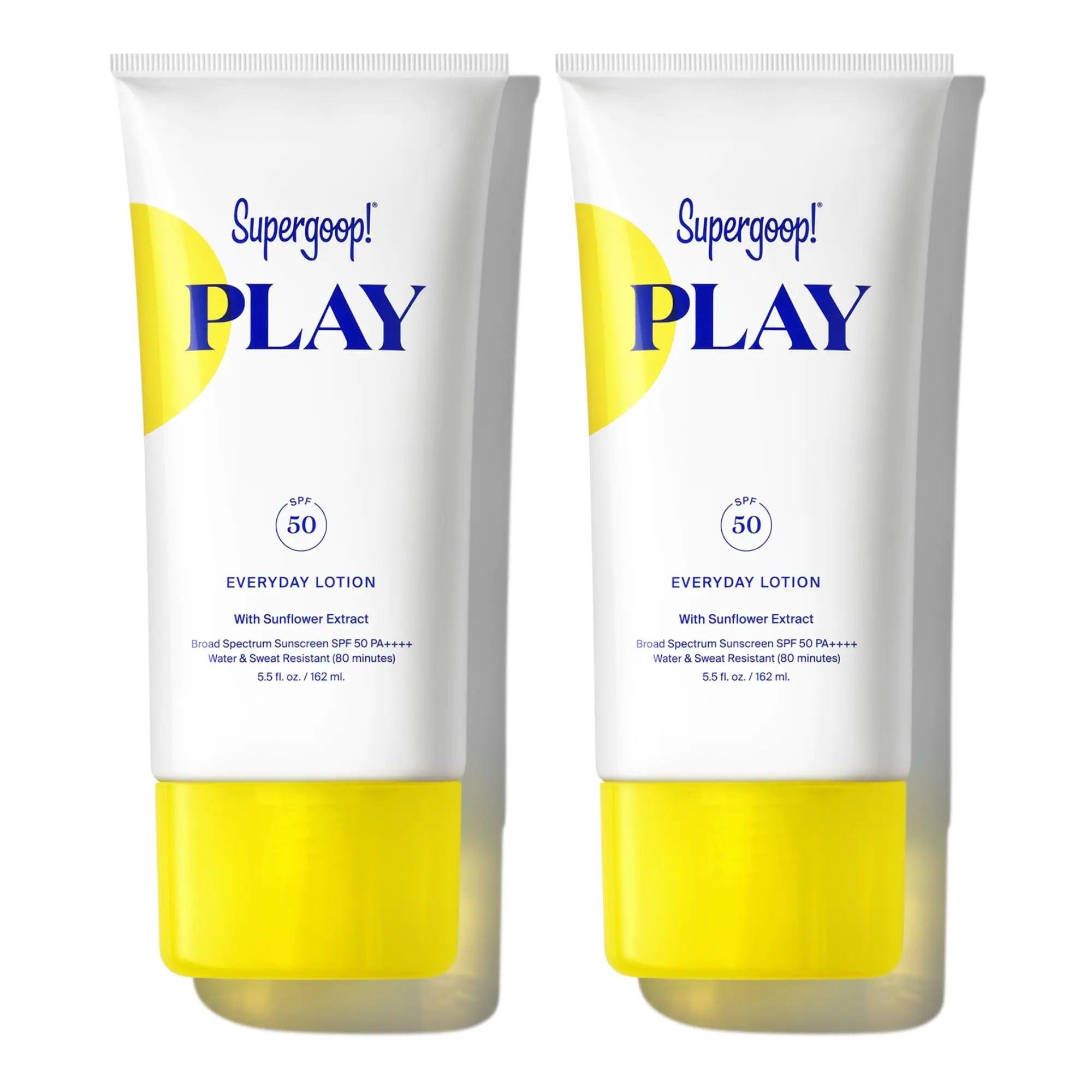 Supergoop! PLAY Everyday Lotion SPF 50-5.5 fl oz - 2 Pack - Broad Spectrum Body & Face Sunscreen for Sensitive Skin - Great for Active Days - Fast Absorbing, Water & Sweat Resistant 5.5 Fl Oz (Pack of 2) - Evallys.com # #