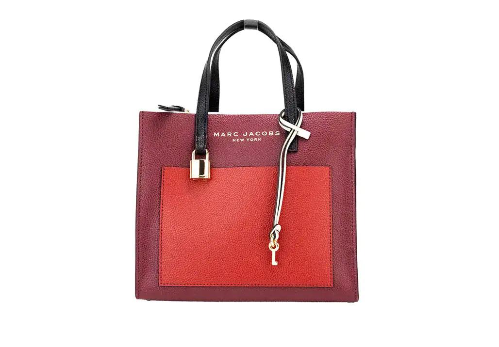 Marc Jacobs Grind Mini Pomegranate Colorblock Leather Tote - Evallys.com # #