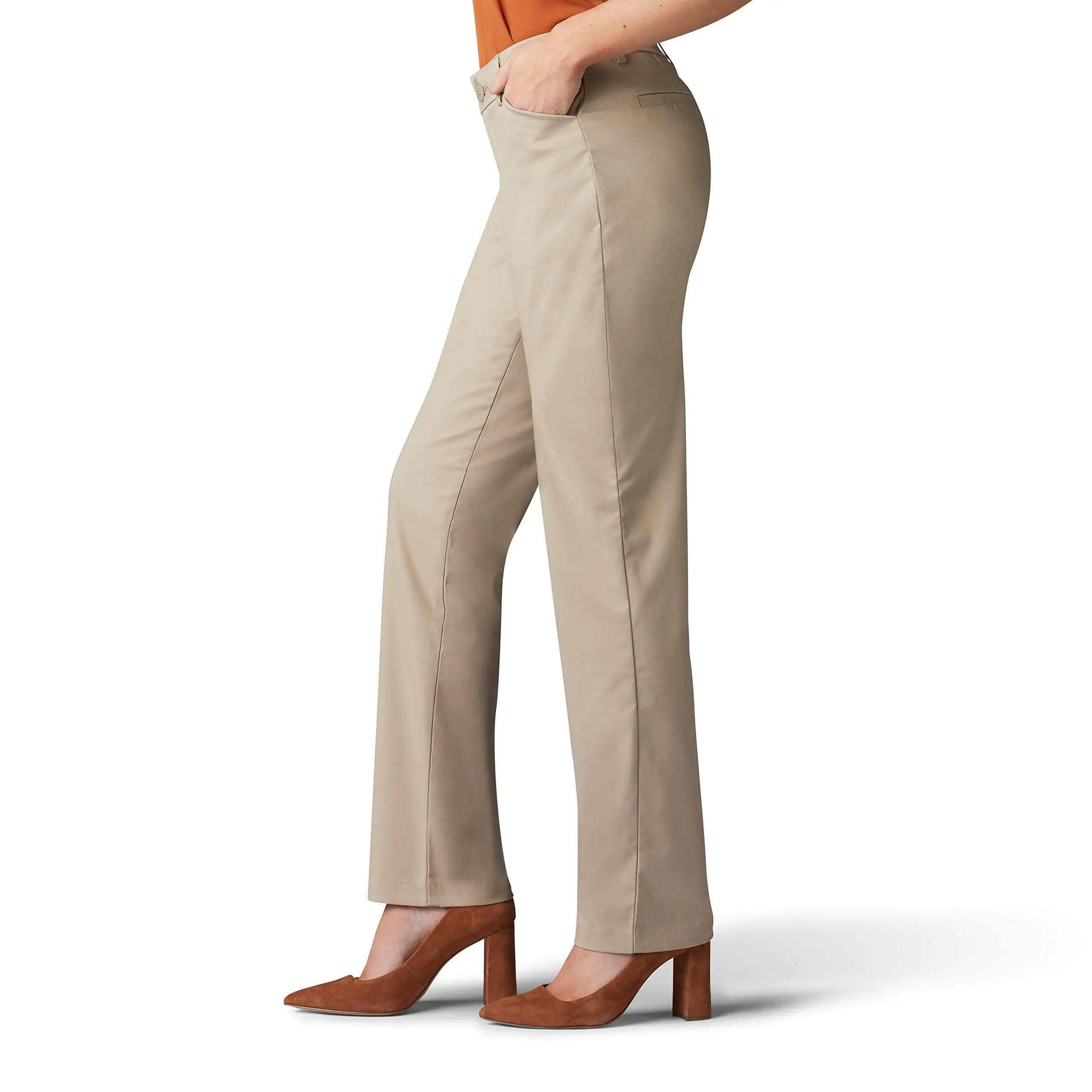 Lee womens Wrinkle Free Relaxed Fit Straight Leg Pant 10 Flax - Evallys.com # #