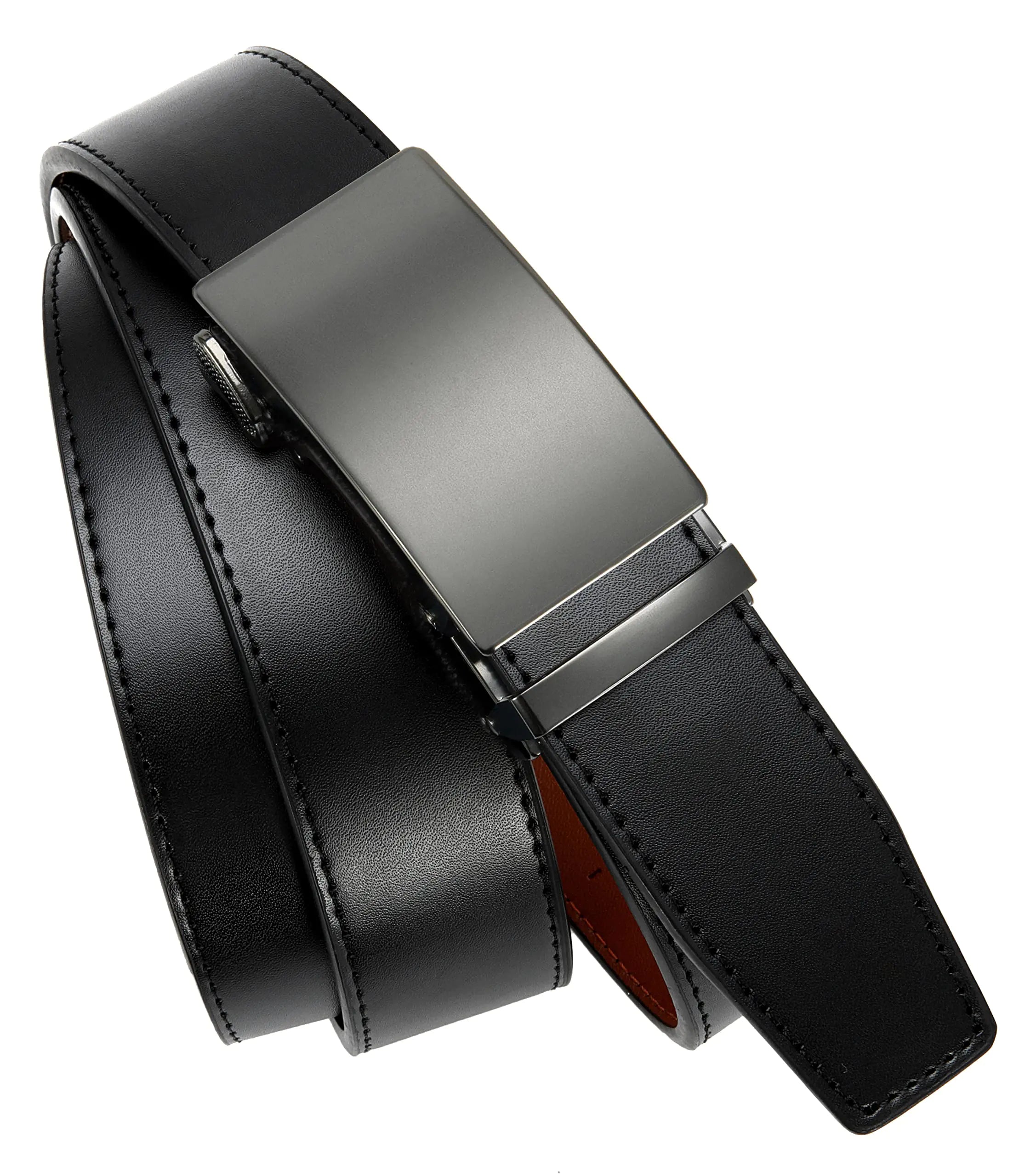 CHAOREN Mens belt - Mens Ratchet Belt Leather 1 3/8" for Dress Pant - Micro Adjustable Belt Fit Everywhere Black-2 32" to 38" Waist Adjustable - Evallys.com # #
