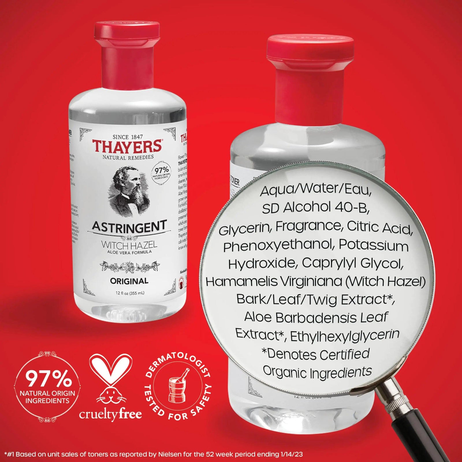THAYERS Original Witch Hazel Astringent with Aloe Vera, 12 Oz (Pack of 2) 12 Fl Oz (Pack of 2) - Evallys.com