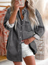 Astylish Women 2024 Denim Shirts Button Down Blouse Long Sleeve V Neck Casual Tops Large Light Grey - Evallys.com # #