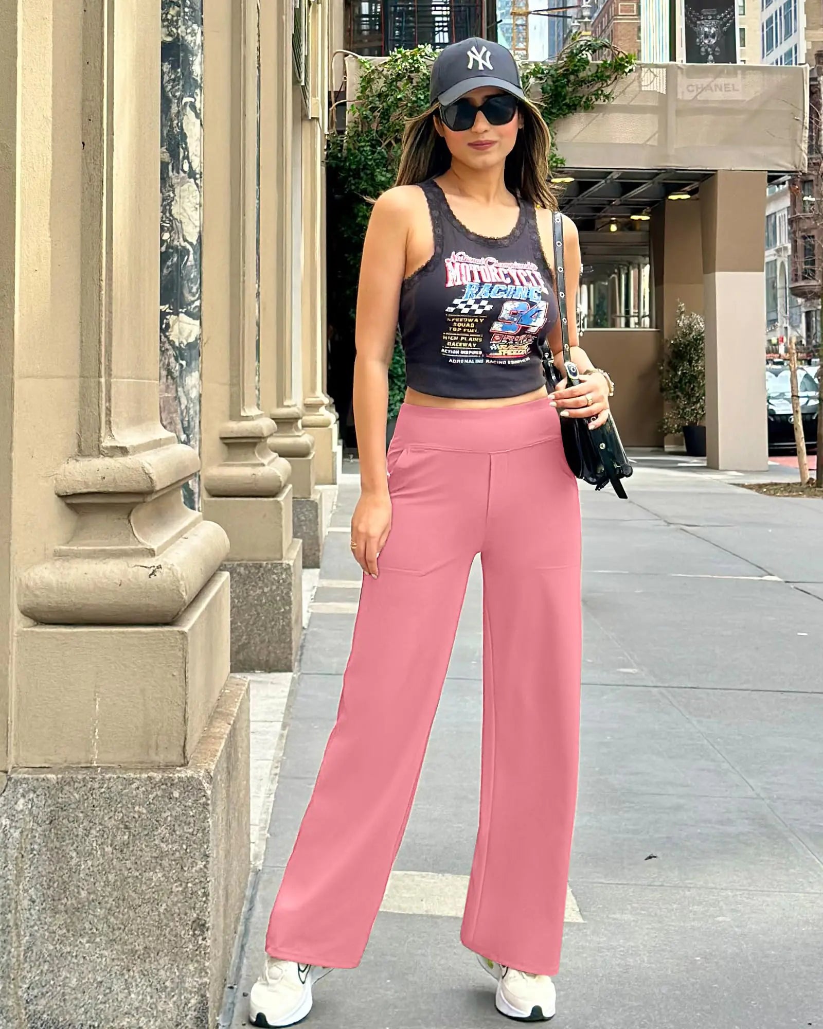 G4Free Yoga Pants Women Wide Leg Pants with Pockets High Waist Stretch Dress Casual Sweatpants Petite/Regular/Tall 29" Inseam XX-Large Pink - Evallys.com # #