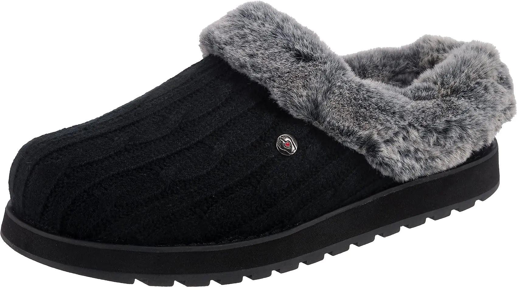 Skechers Womens Ice Angel Slipper 7.5 Black - Evallys.com