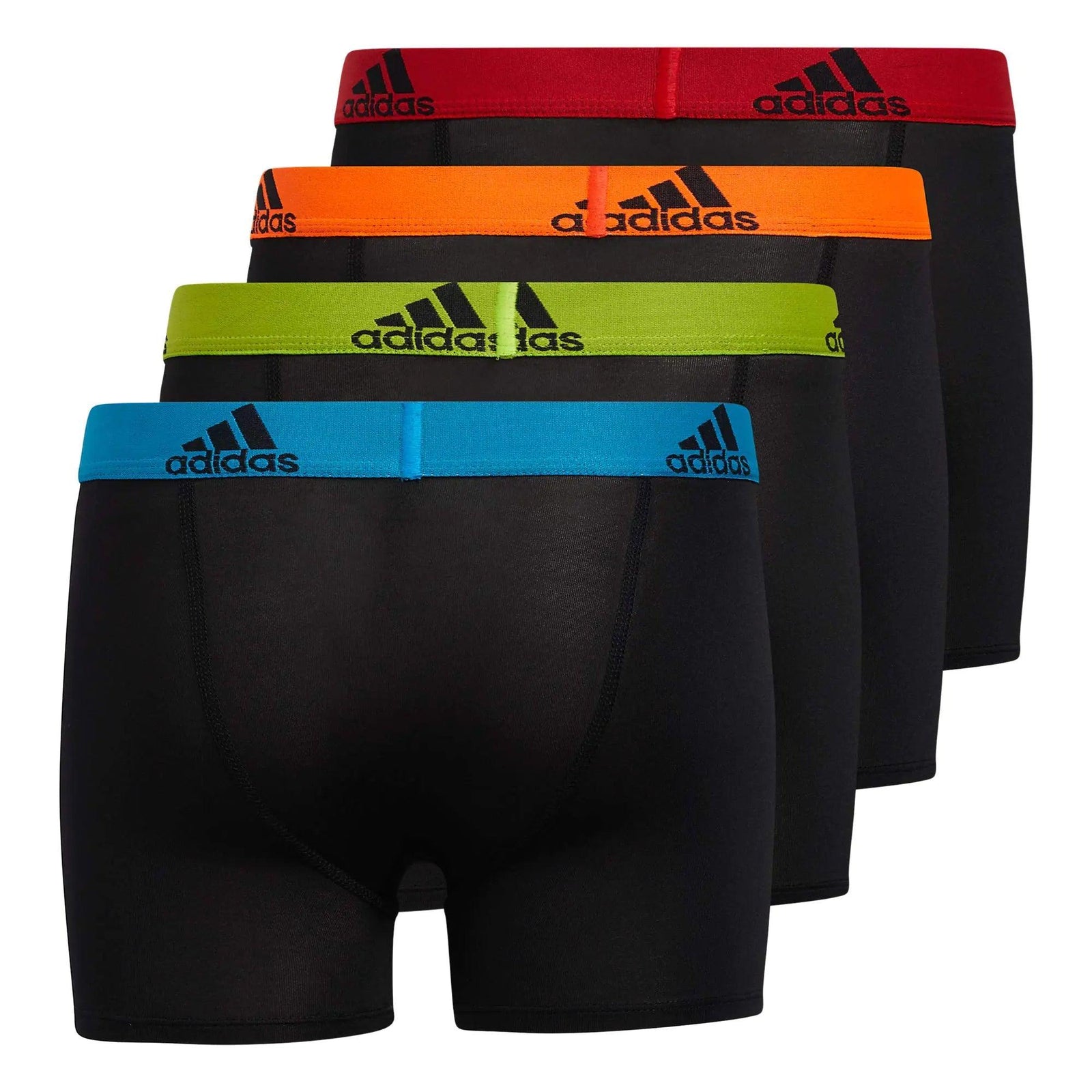 adidas Kids-Boy's Performance Boxer Briefs Underwear (4-Pack) Large Black/Solar Blue/Semi Solar Slime Green - Evallys.com # #