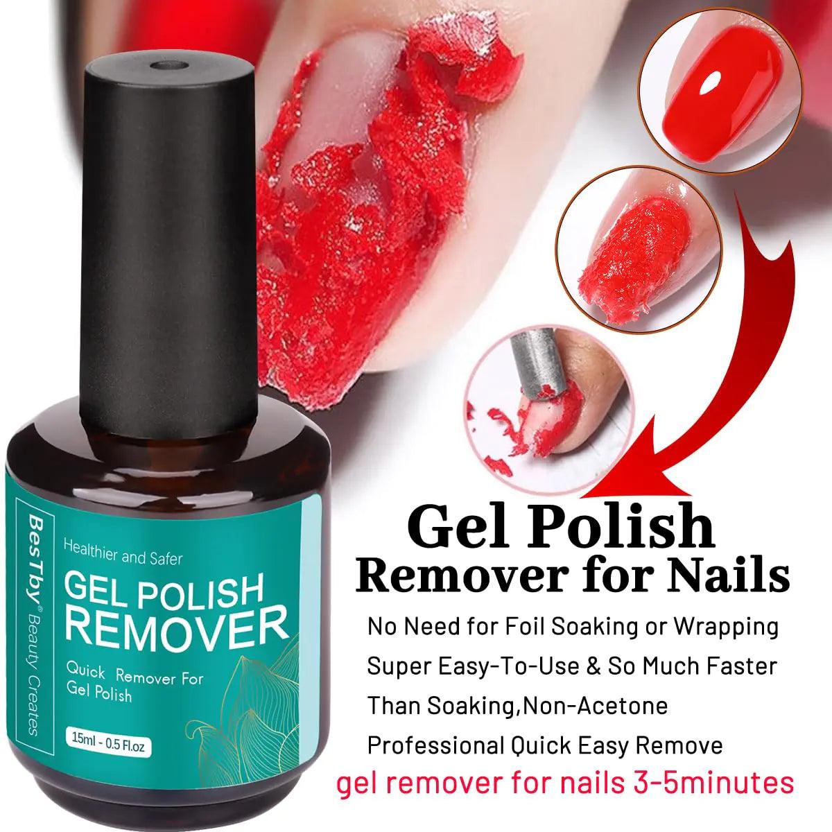 Gel Nail Polish Remover - Gel Polish Remover 2-5 Minute with Cuticle Oil, Remover Cream, Trimmer Pusher, Liquid Latex Tape - Soften, Moisturize, Protect Your Nails Gel Polish Remover Kit - Evallys.com # #