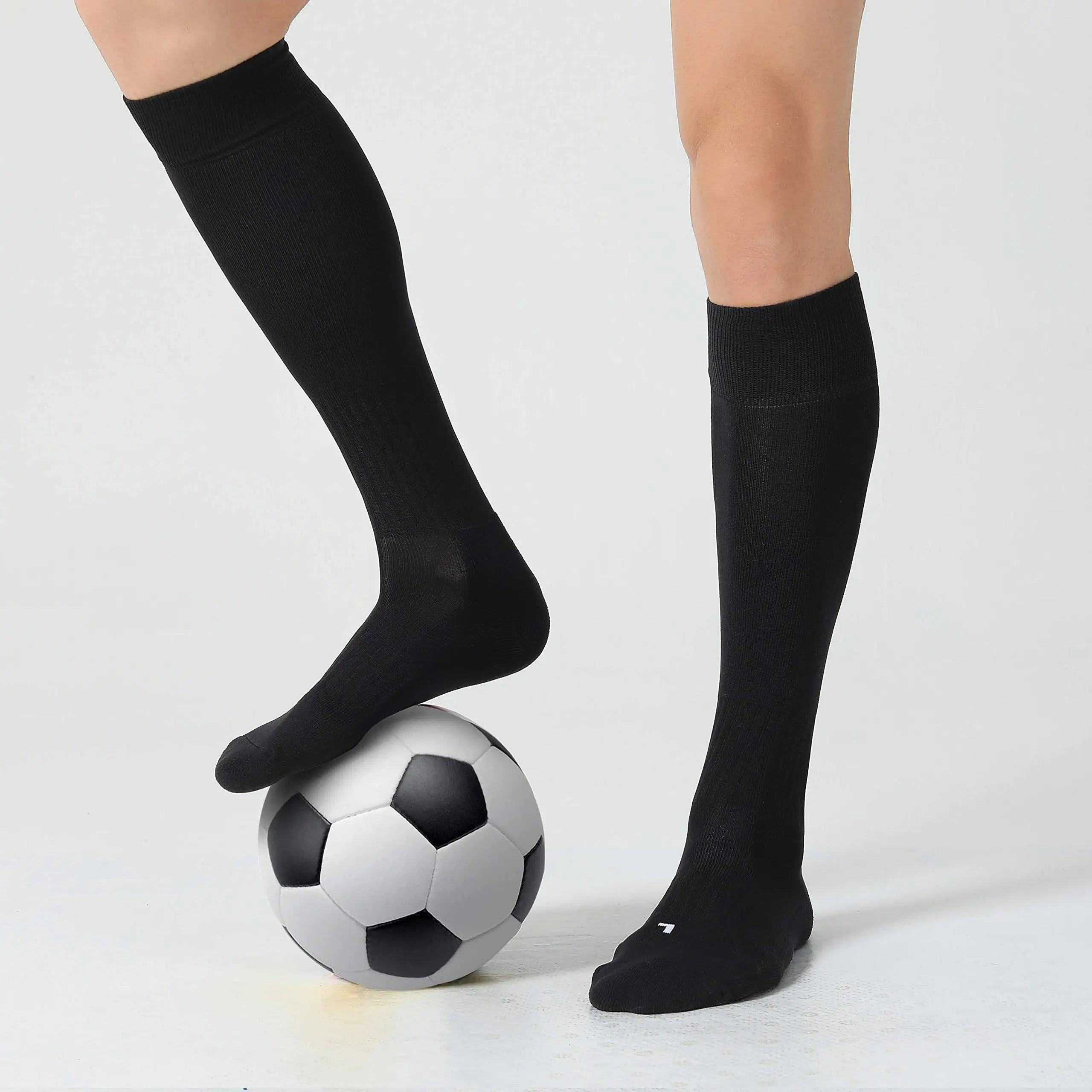 CS CELERSPORT 2/3 Pack Soccer Softball Baseball Socks for Youth Kids Adult Multi-Sport Compression Socks X-Small Black (2 Pack) - Evallys.com # #