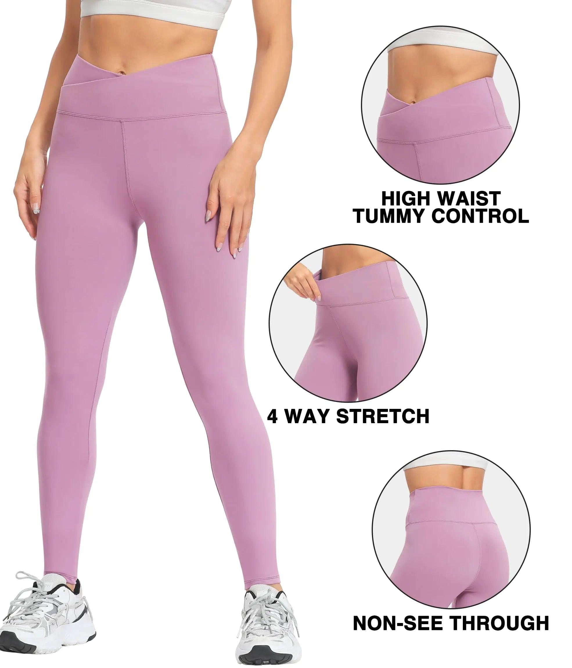 Natural Feelings Buttercloud High Waisted Leggings for Women Ultra Soft Stretch Opaque Slim Yoga Leggings Cross Waist-3 Pack-black/Ins Blue/Lavender Large-X-Large - Evallys.com # #