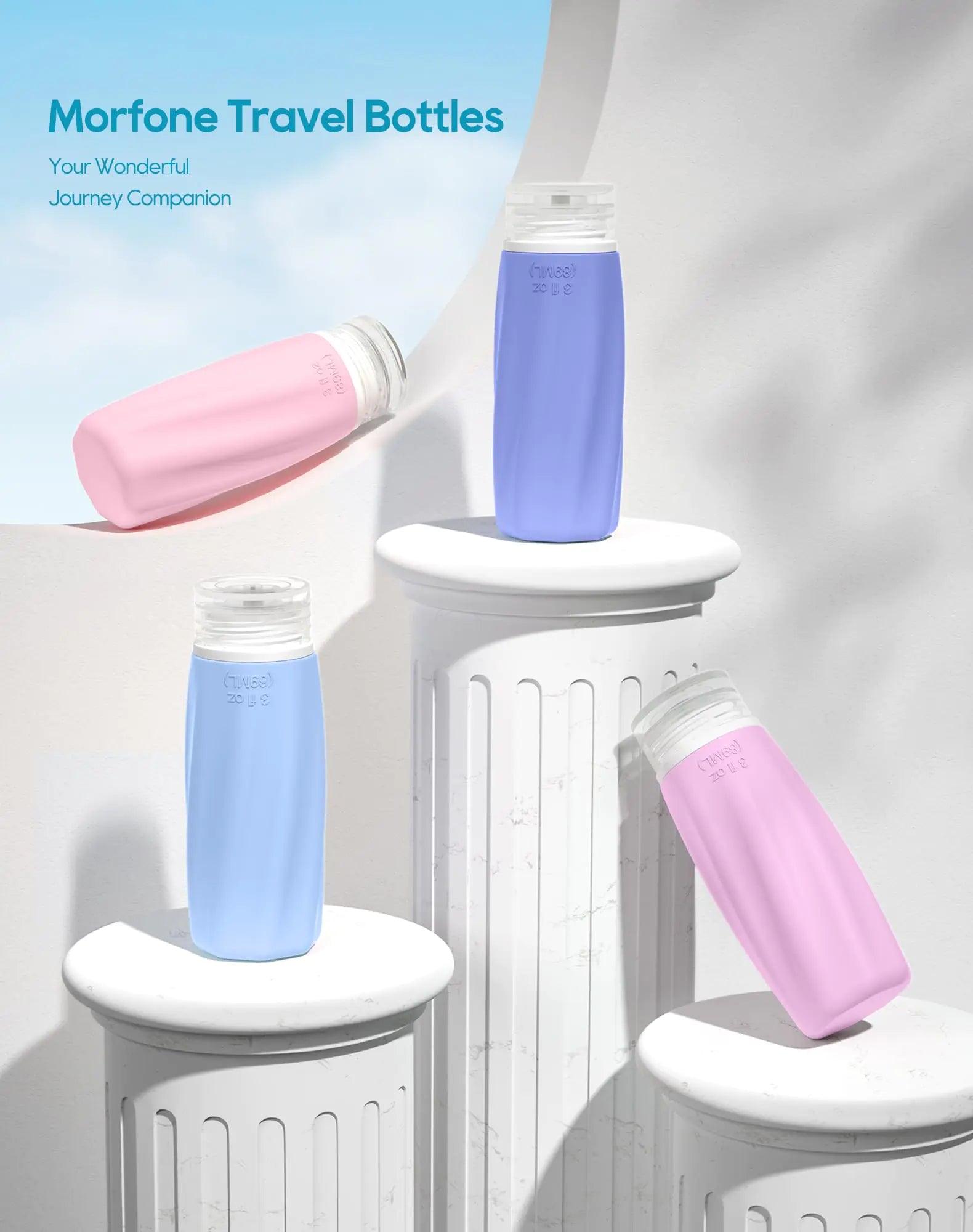 Morfone Travel Bottles for Toiletries, 3oz Tsa Approved Travel Size Containers Leak Proof Squeezable Travel Accessories Refillable for Shampoo Conditioner Lotion Liquids(Blue Pink) Blue Pink - Evallys.com # #