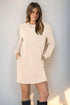 WIHOLL Dresses for Women Long Sleeve Casual Loose Fit Fall Fashion Crewneck Mini Dress with Pockets A - Apricot Small - Evallys.com # #