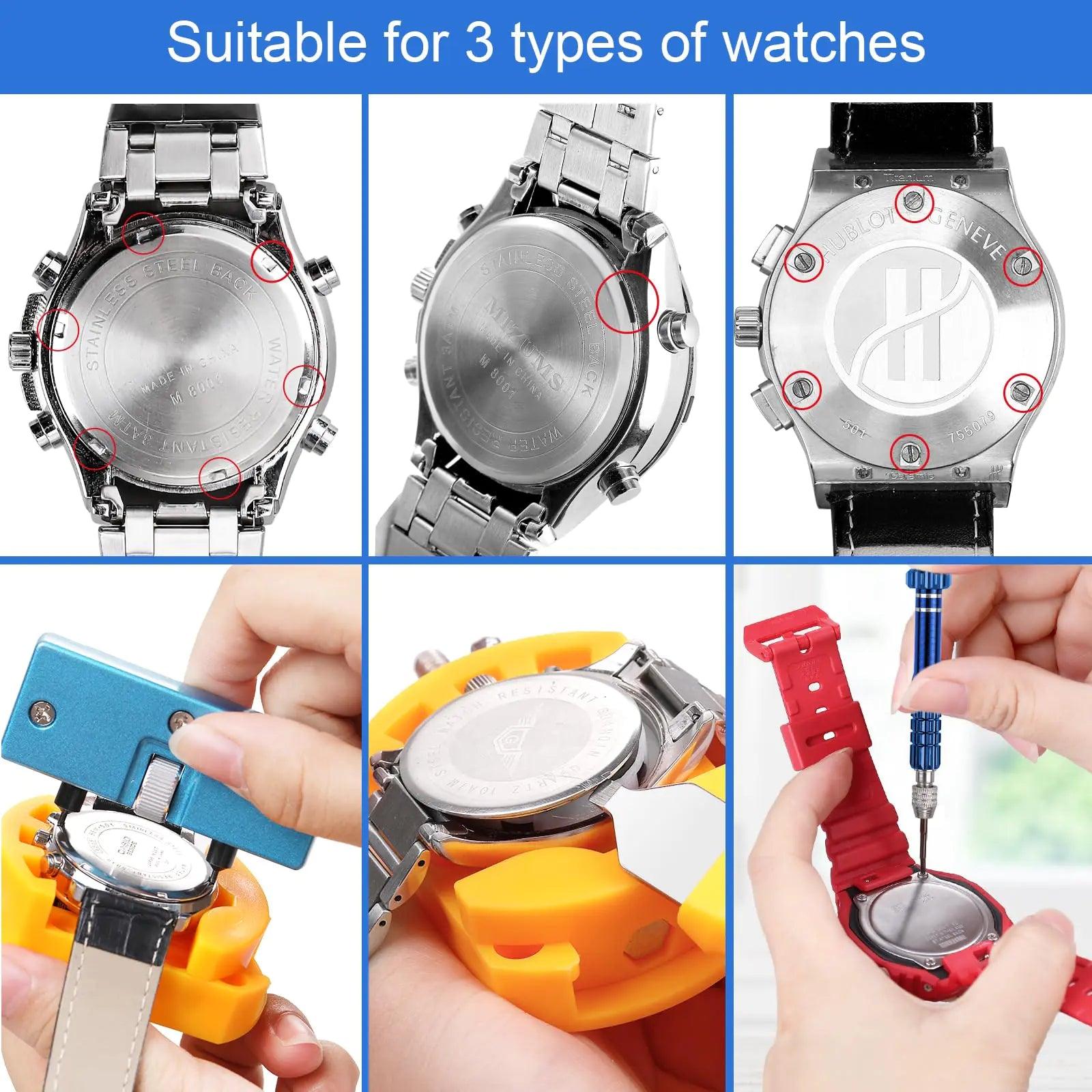 JOREST Watch Repair Kit, for Watch Battery Replacement & Watch Link Removal and Resizing & Watch Opener, Watch Repair Screwdriver Set, Watch Wrench Back Remover, Watch Cleaning, Spring Bar Tool - Evallys.com # #