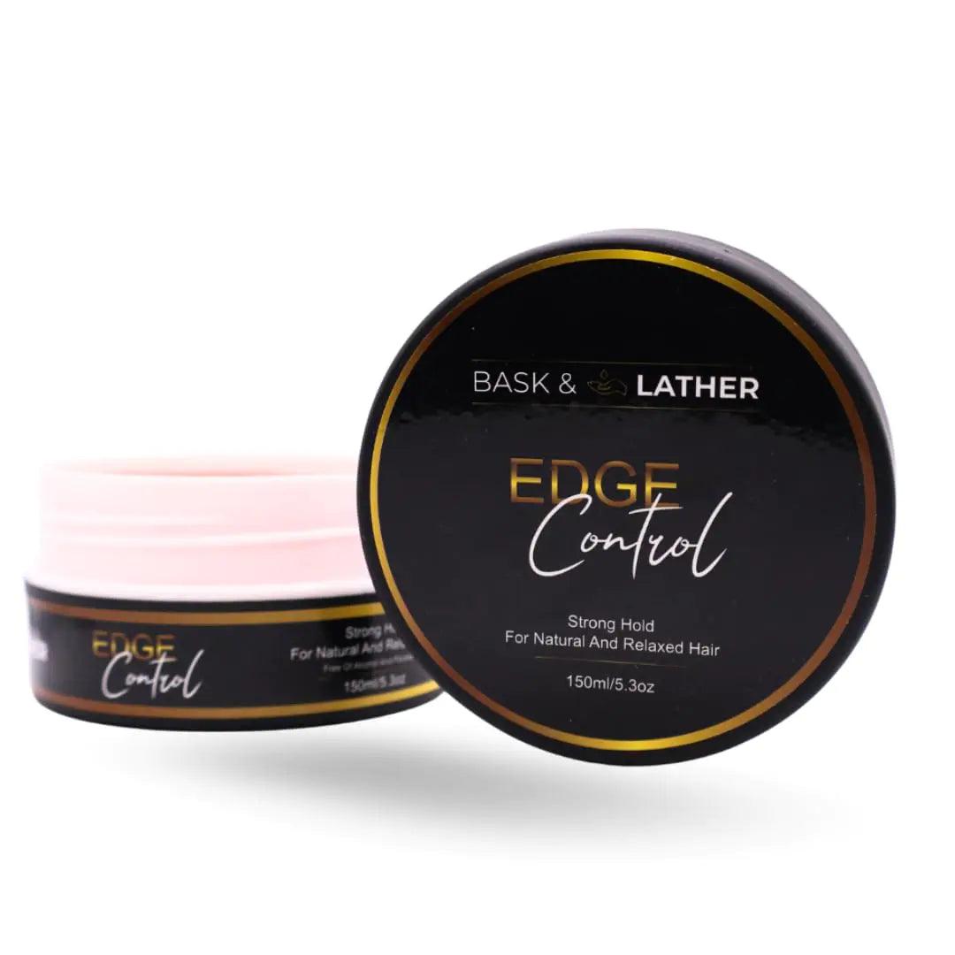 BASK & LATHER Edge Control Hair Gel, Strong Hold, Thick Edges, Styling Gel, Non-Greasy, Non-Flaking, No White Cast, Long Lasting, Supports Hair Growth, Natural Formula, For All Hair Types, 5.3 Fl Oz - Evallys.com # #