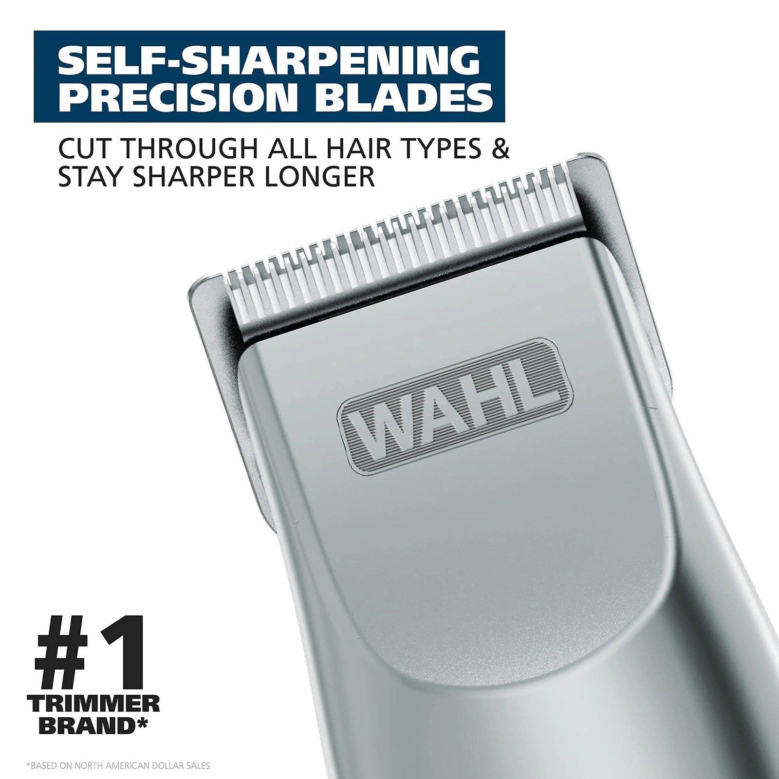 Wahl Groomsman Battery Operated Facial Hair Trimmer for Beard & Mustache Trimming Including Light Detailing and Body Grooming – Model 9906-717V Silver - Evallys.com