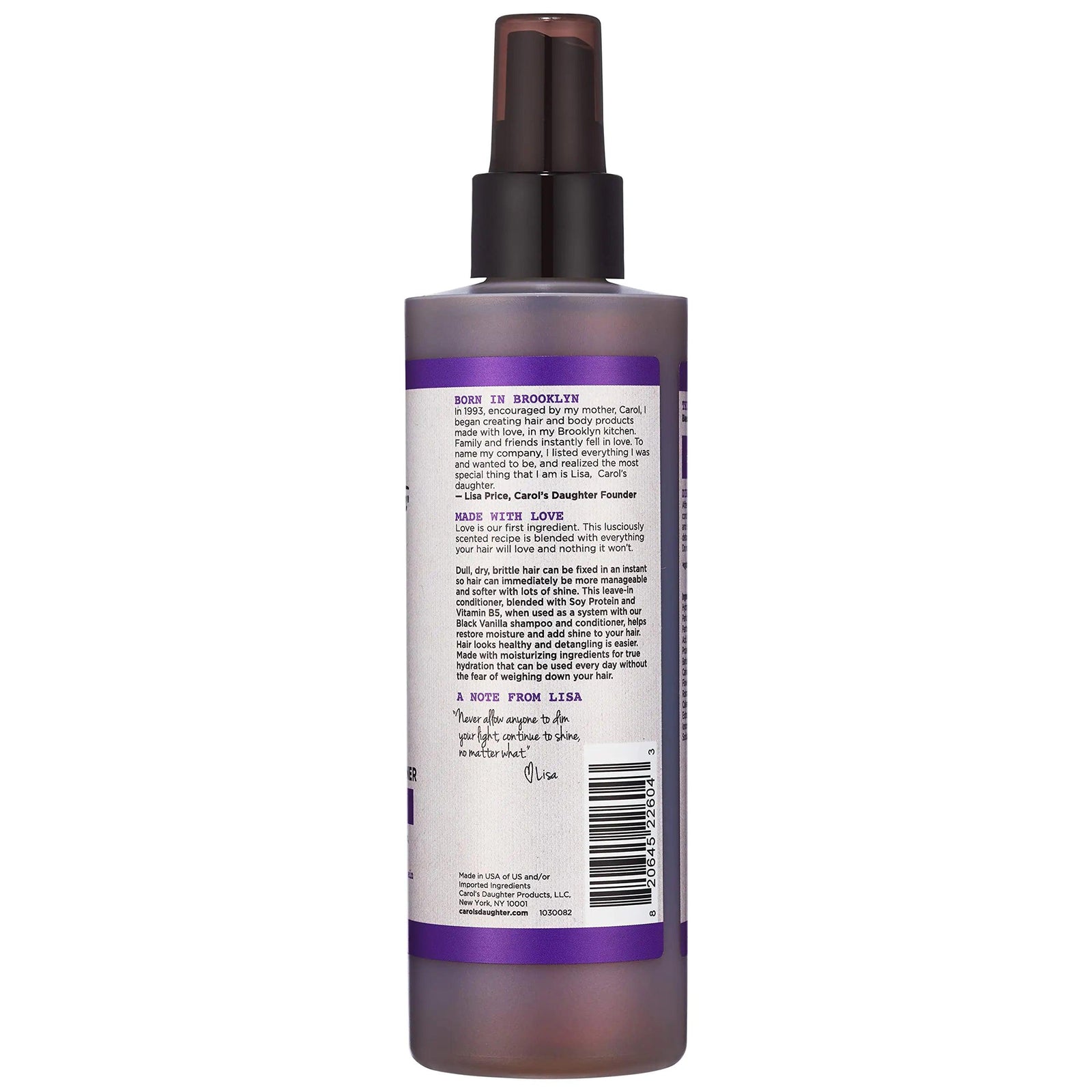 Carol's Daughter Black Vanilla Leave In Conditioner for Curly, Wavy or Natural Hair, Moisturizing Hair Care for Dry, Dull or Brittle Hair, 8 Fl Oz Leave In Conditioner Spray - Evallys.com # #