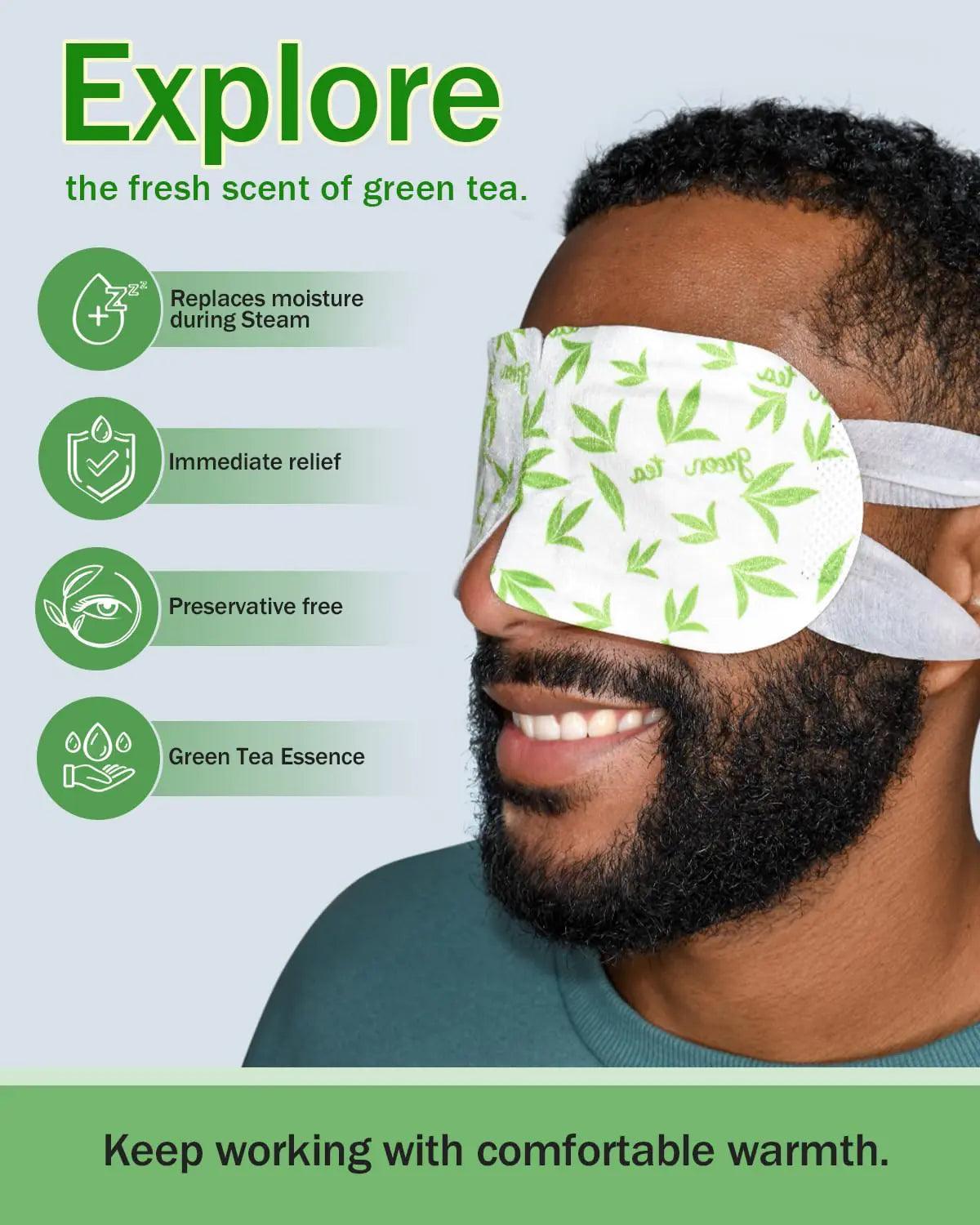 16 Packs Steam Eye Masks for Dry Eyes, Green Tea Warm Eye Mask, Relief Eye Fatigue Hot Sleep Eye Mask for Puffy Eyes Mask, Disposable Moist Heating Compress Pads for Sleeping, Self Heated Eye Mask - Evallys.com # #