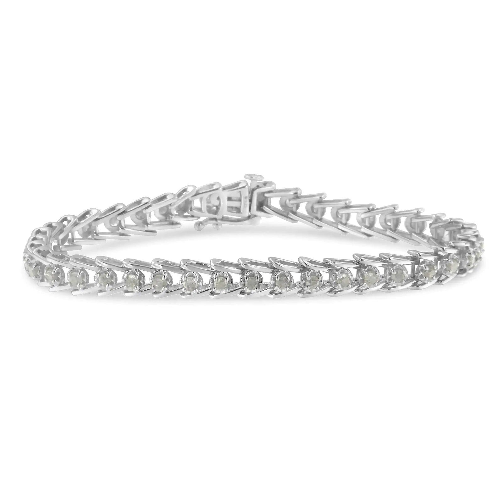 .925 Sterling Silver 2.0 Cttw Diamond Fan Link Tennis Bracelet (I-J Color, I3 Clarity) - 7” - Evallys.com # #