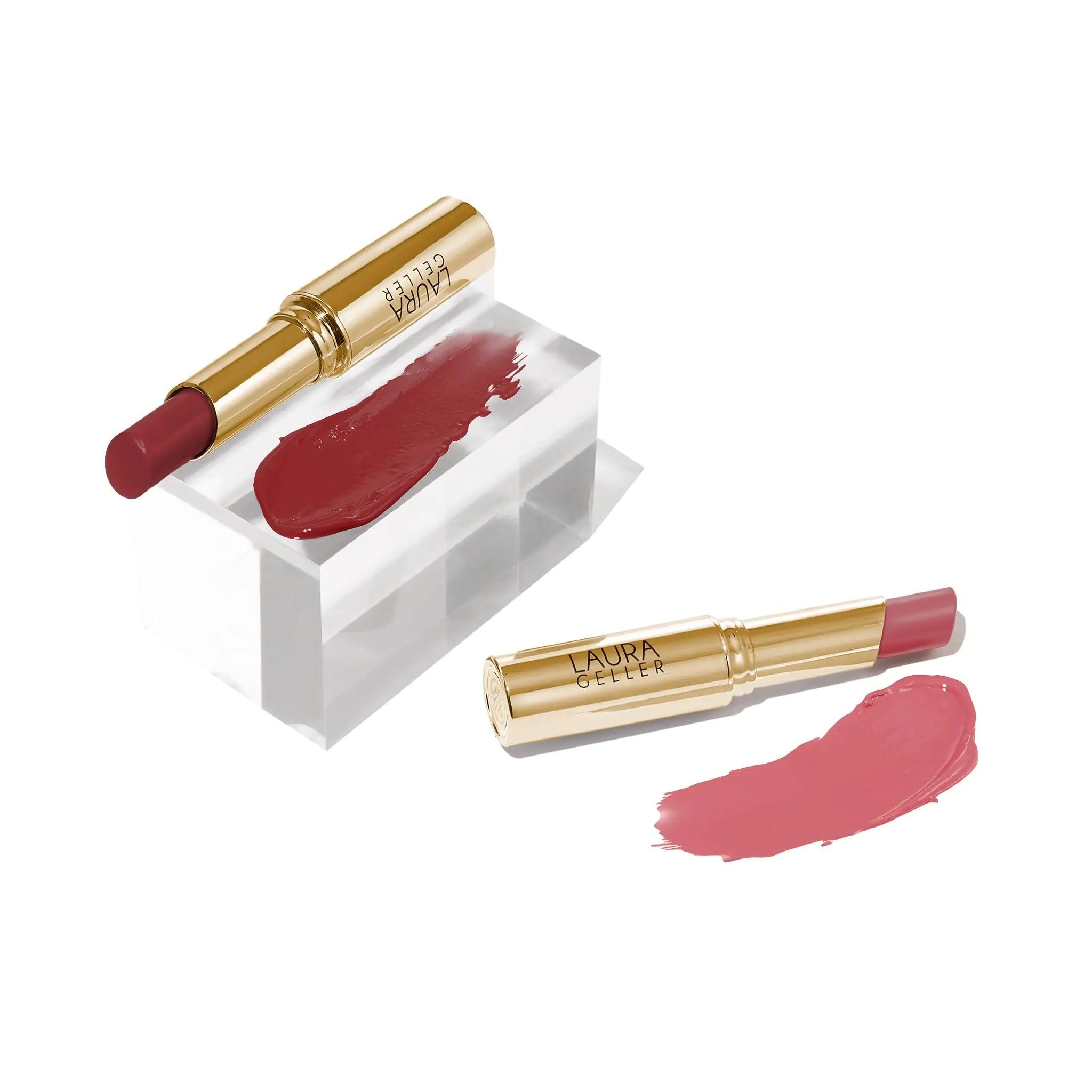 LAURA GELLER Jelly Balm Moisturizing Tinted Lipstick Duo | Hydrating Hydrating Vitamin E - Semi-Shine Finish |Tinted Lip Balm Set Brick House & In the Buff 12 Brick House & In the Buff - Evallys.com # #