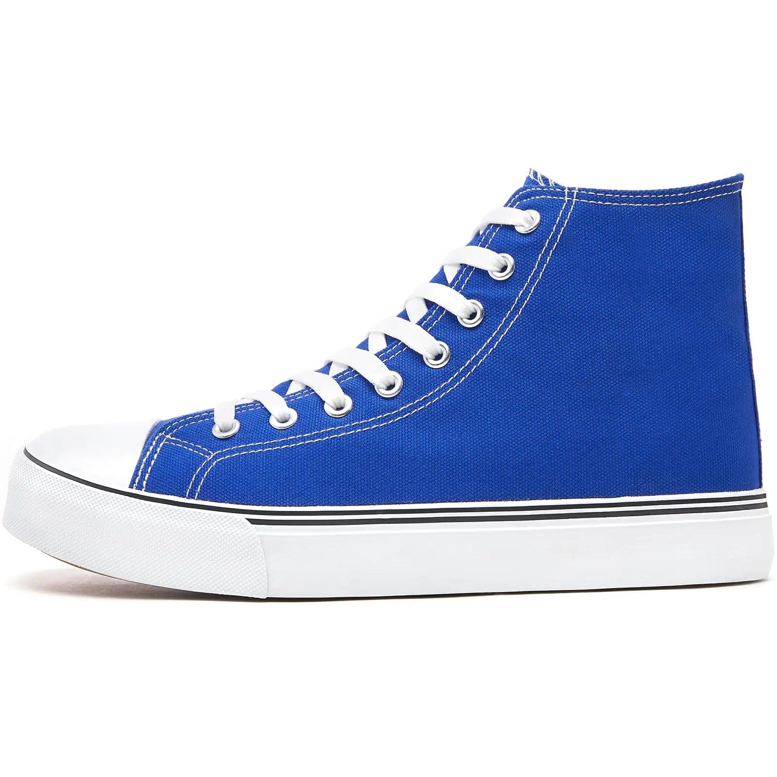 ZGR Men's High Top Canvas Sneakers Lace Up Classic Casual Walking Shoes 12 Blue - Evallys.com # #