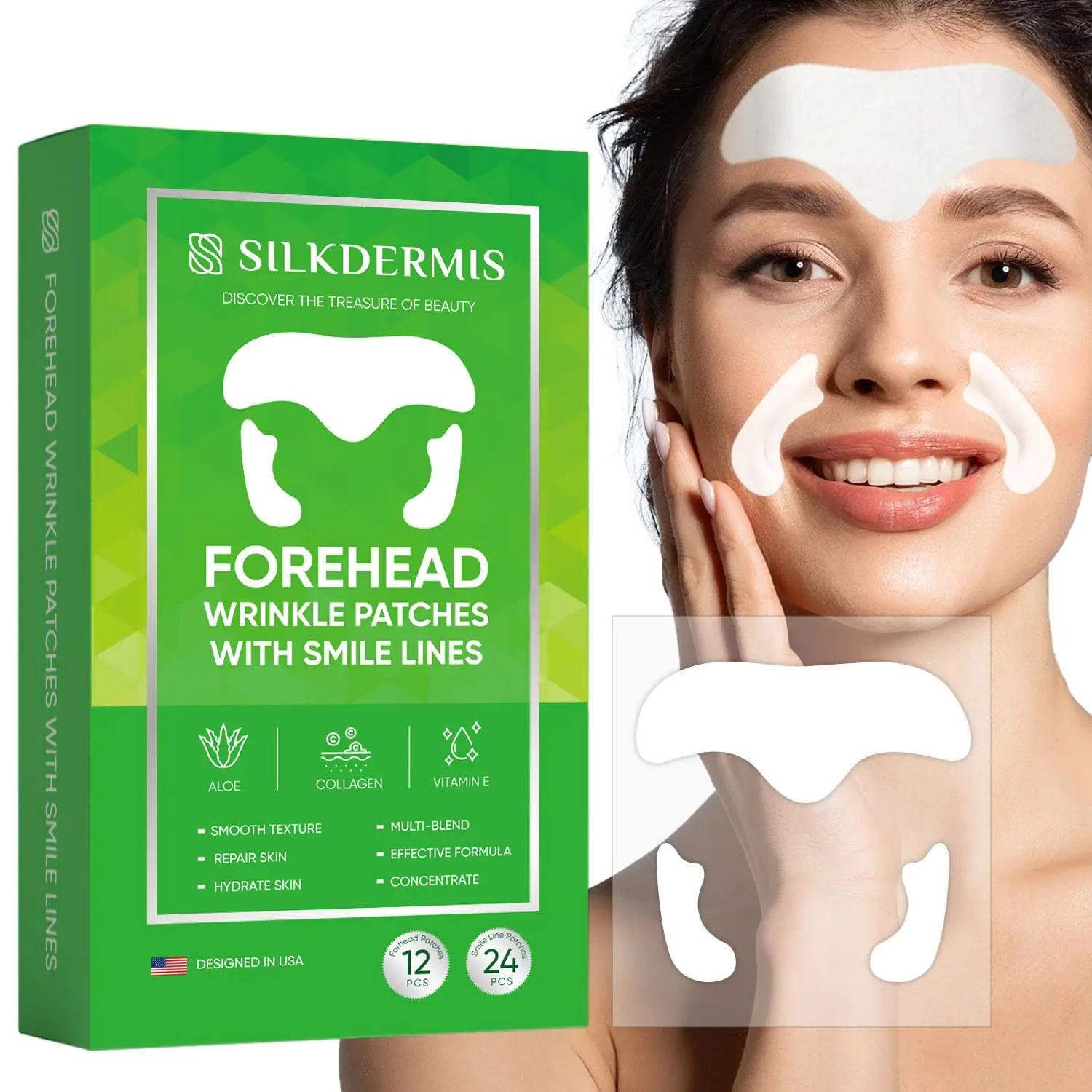 Forehead Wrinkle Patches 12Pcs with Smile Line Patches 24Pcs with Aloe, Collagen, Vitamin E, Forehead Wrinkles Treatment and Smile Lines Treatment 3 Count (Pack of 12) - Evallys.com # #