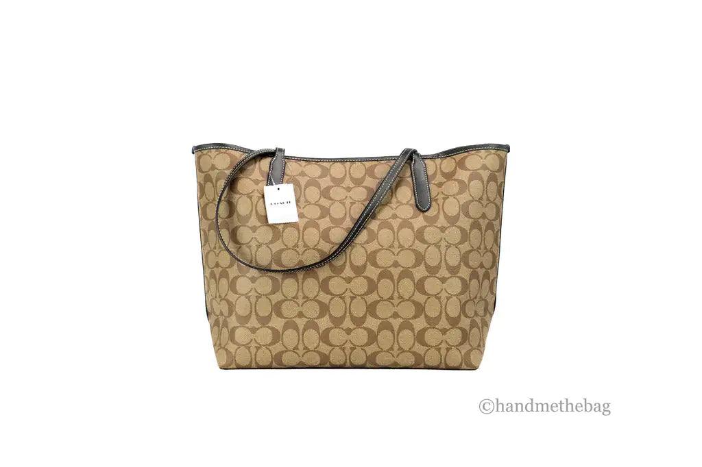 Coach Varsity Khaki Amazon Green Signature Canvas City Tote - Evallys.com # #