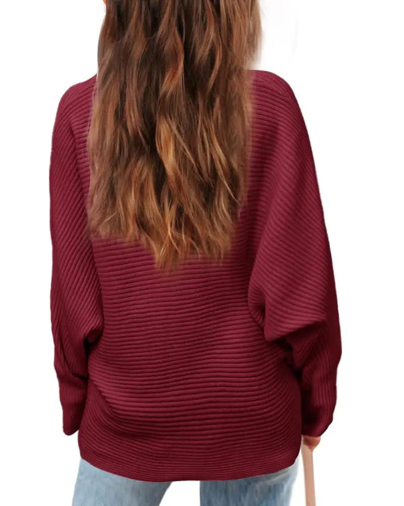 Mafulus Girl's Oversized Crewneck Fall Sweaters Kids Batwing Long Sleeve Slouchy Chunky Cute Pullover Jumper Shirts 5-14T 9-10 Years Burgundy - Evallys.com # #