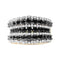 14K Yellow Gold Plated .925 Sterling Silver 1 3/4 Cttw Treated Black and White Alternating Diamond Multi Row Band Ring (Black / I-J Color, I2-I3 Clarity) - Evallys.com # #