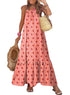 Dokotoo Women Summer Dresses 2024 Spaghetti Strap Scoop Neck Smocked Ruffle Flowy Boho Maxi Dress Small Rose - Evallys.com