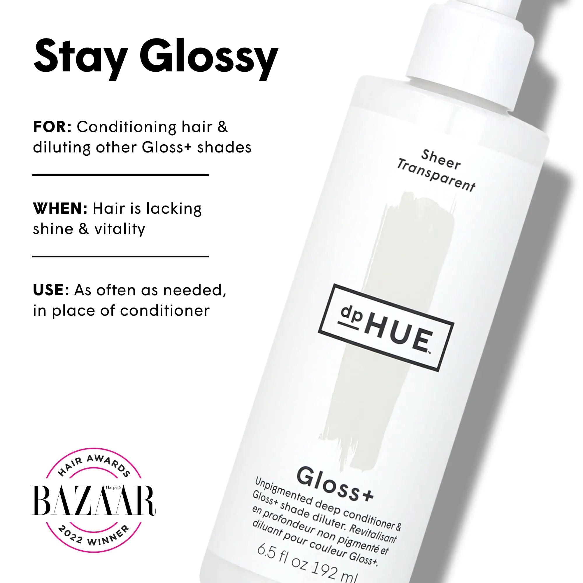 dpHUE Gloss+, Sheer - 6.5 oz - Unpigmented Deep Conditioner & Shade Diluter - Paraben, SLS & SLES Sulfate Free - Vegan, Leaping Bunny Certified - Evallys.com # #