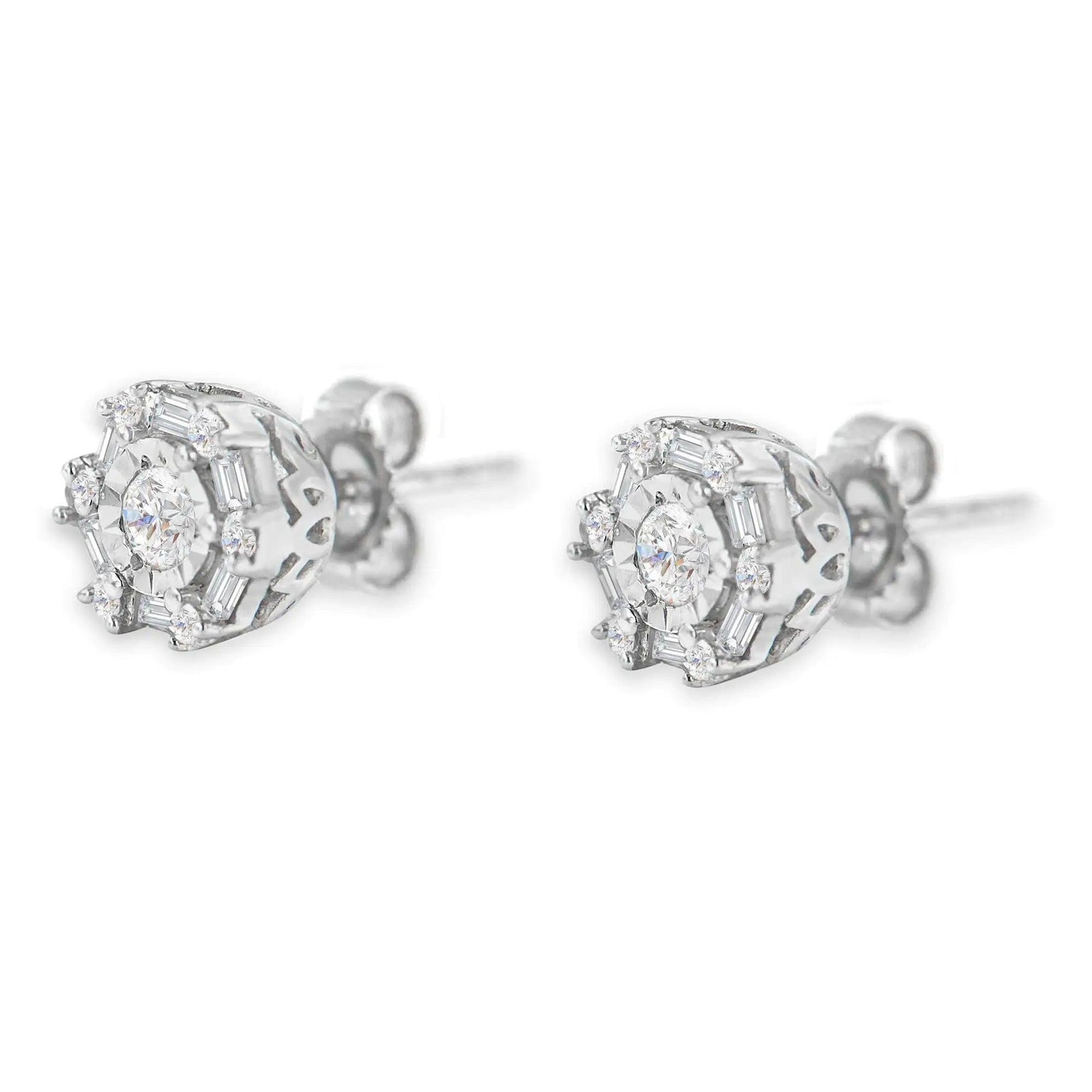 10K White Gold Diamond Stud Earring (1/2 cttw, I-J Color, I3 Clarity) - Evallys.com # #