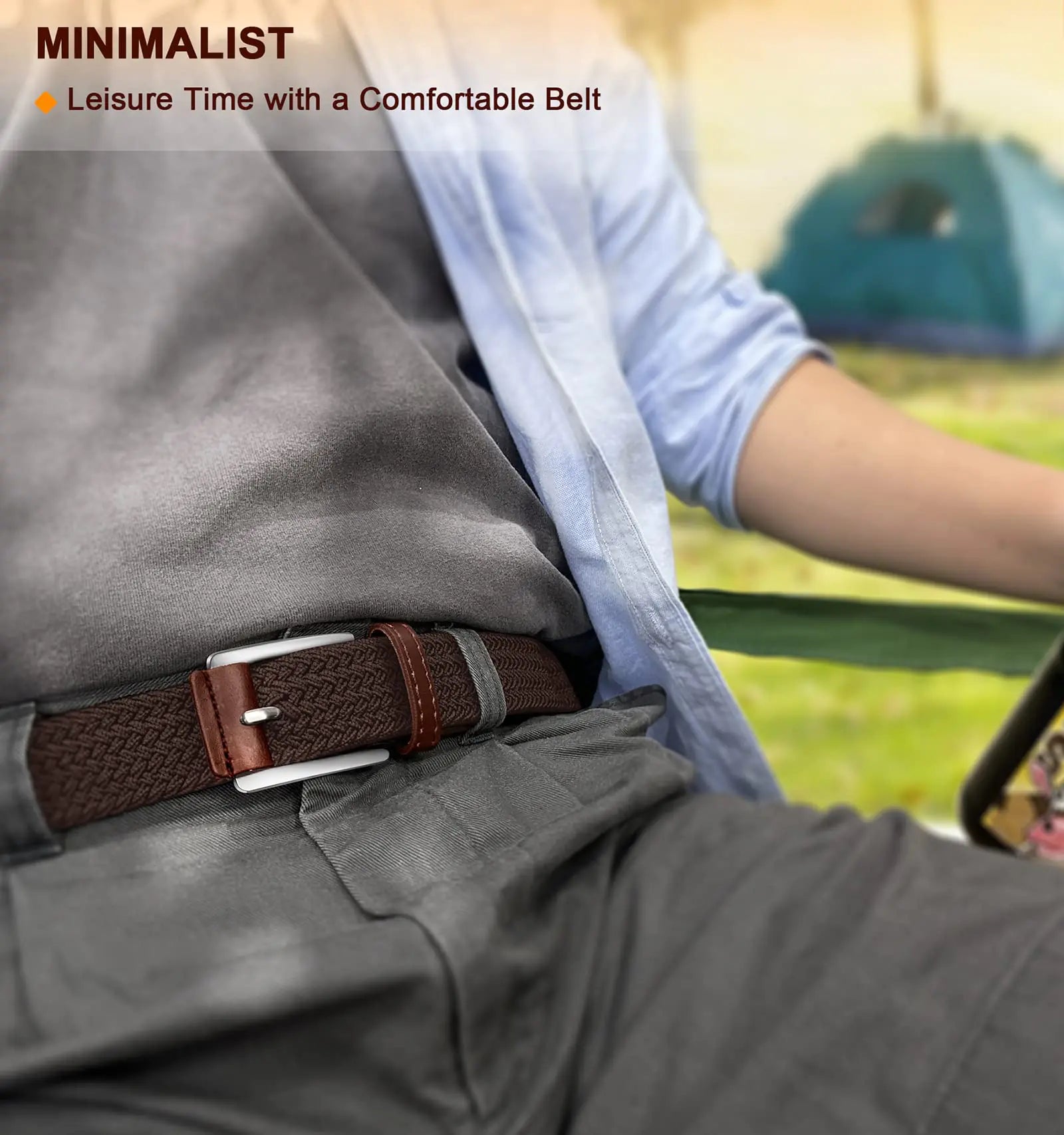 BULLIANT Stretch Belt Men,Mens Gift Woven Braided Web Belt 1 3/8 for Golf Casual Pants Shirts Jeans Dark Brown 1349 38