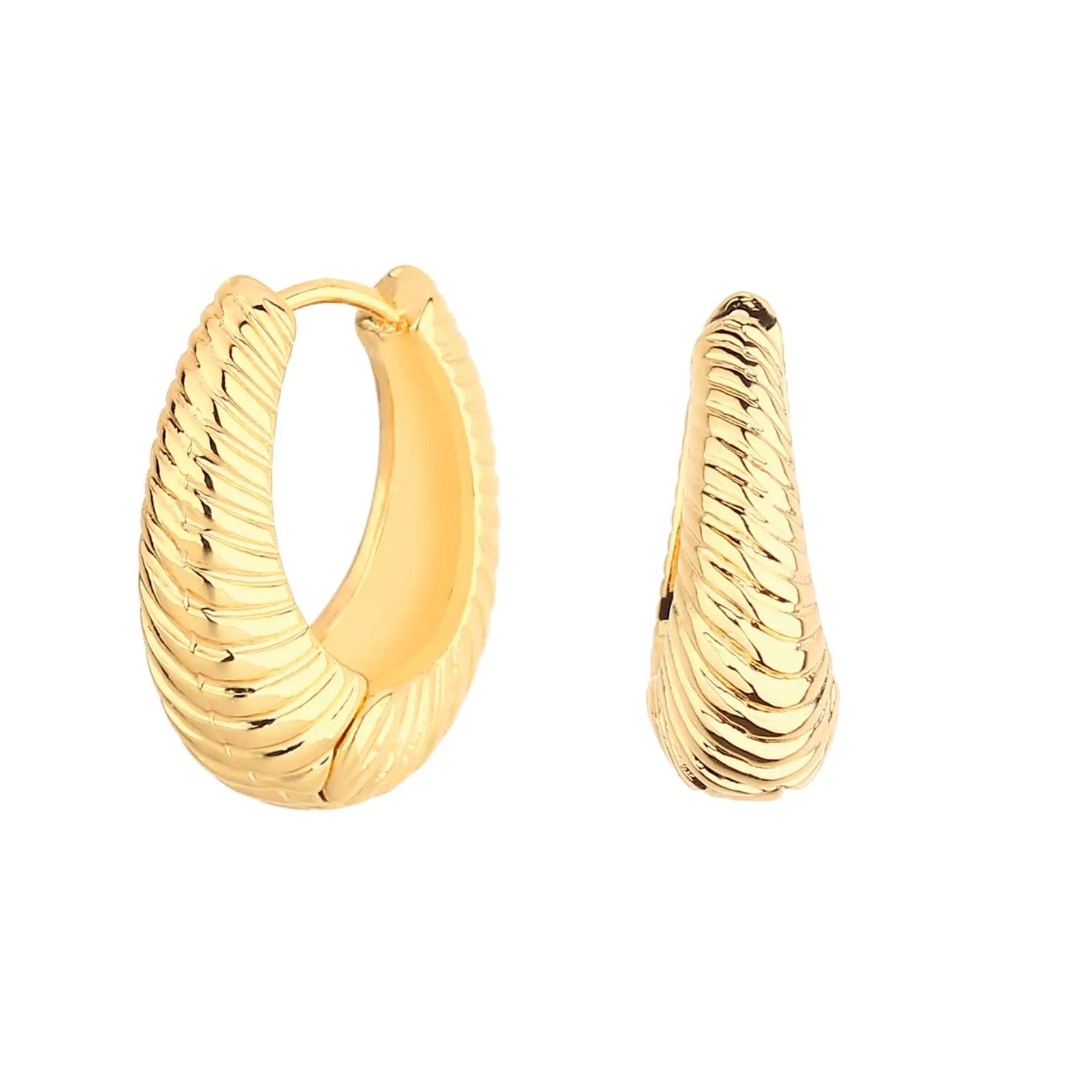 Wgoud Chunky Hoop Earrings Set 14K Gold Hoop Earrings for Women Hypoallergenic, Thick Hoops Earring set, Twist Huggie Hoop Earring 6 Prs Chunky Gold - Evallys.com # #