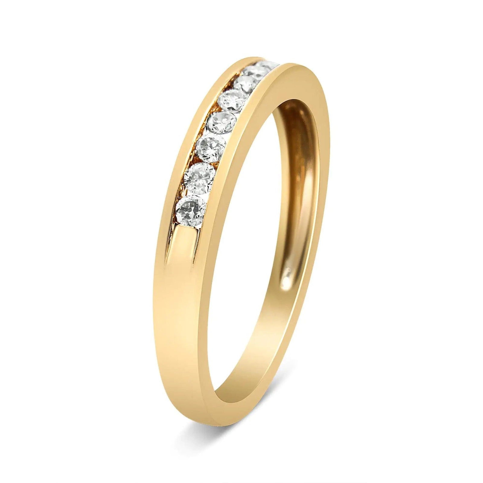 IGI Certified 1/4 Cttw Diamond 10K Yellow Gold Channel Set Band Style Ring (J-K Color, I2-I3 Clarity) - Evallys.com # #