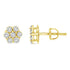 14K Yellow Gold 1/2 Cttw Round Brilliant Cut Diamond Floral Cluster Screwback Stud Earrings (I-J Color, SI2-I1 Clarity) - Evallys.com