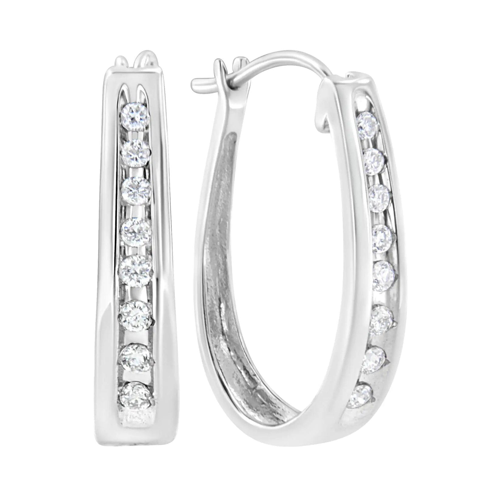 .925 Sterling Silver 1/4 Cttw Lab Grown Diamond Hoop Earring (F-G Color, VS2-SI1 Clarity) - Evallys.com # #