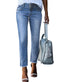 Sidefeel Women's High Waisted Jeans Strechy Raw Hem Straight Leg Denim Pants with Pockets 18 Mist Blue - Evallys.com # #