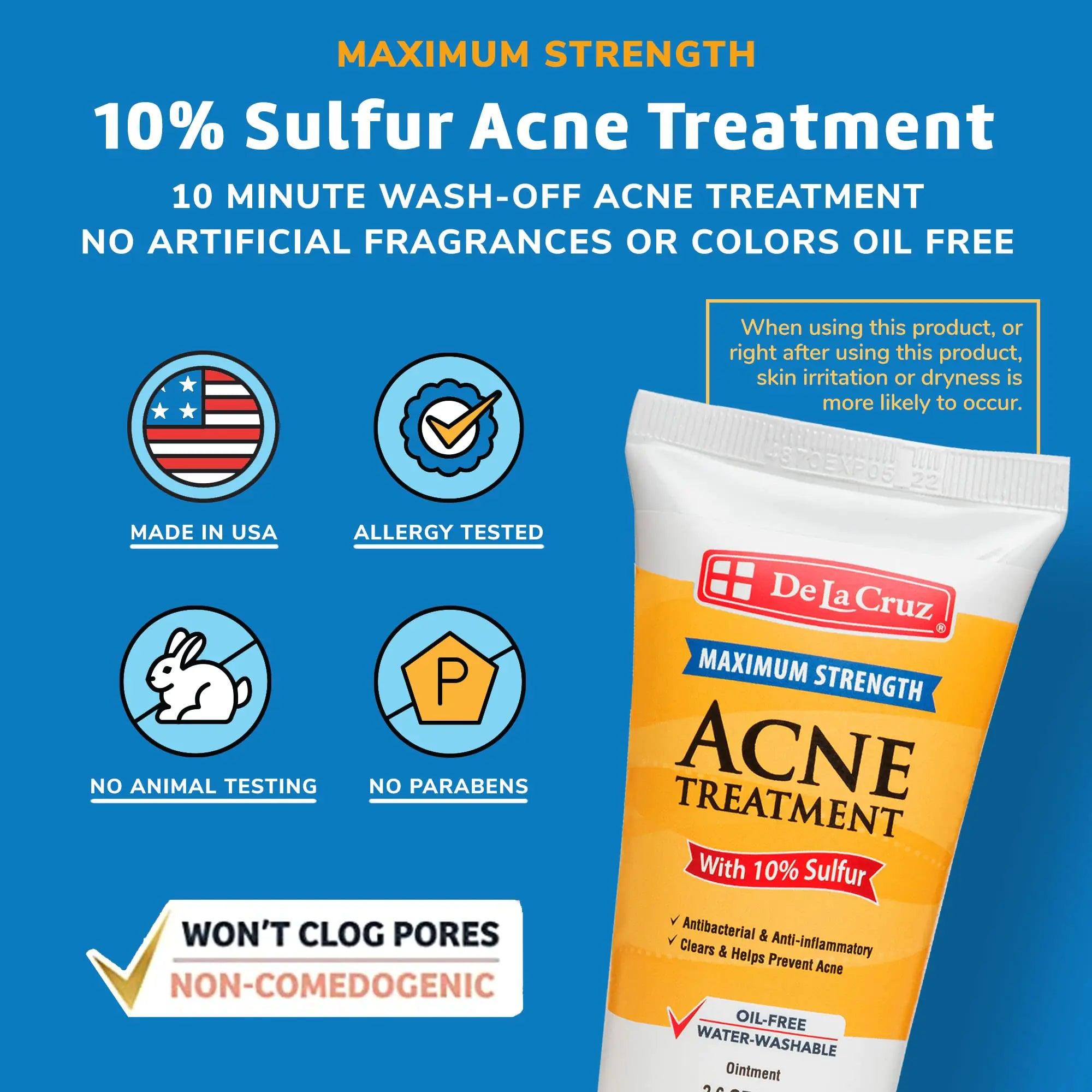 De La Cruz Sulfur Ointment - Cystic Acne Treatment for Face and Body - Daily 10 Min Spot Treatment Mask - Safe and Effective Game Changing Hormonal Acne Treatment that Clears Up Pimples - 2.6 OZ Tube - Evallys.com # #