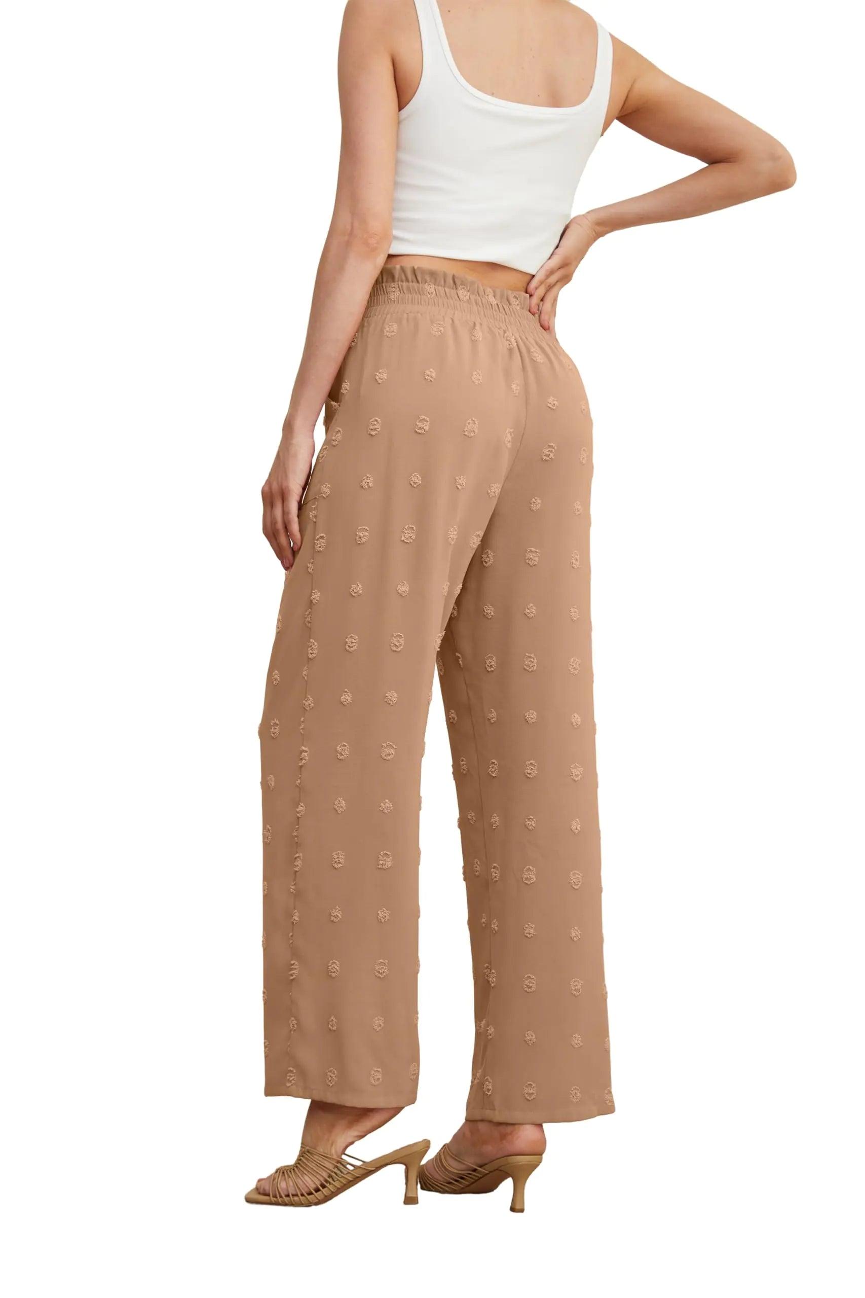 OLRIK Women's Casual Plus Size Pants High Waisted Self-tie Belted Lounge Pants Straight Long Trousers with Pockets 3X Th Khaki - Evallys.com # #